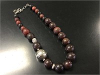 Brown & Silver Accents Graduated Necklace