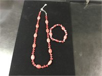 Red Stone Necklace & Bracelet