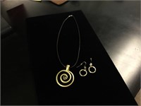 Gold Swirl Necklace & Drop Earrings