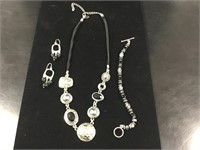 Black & Silver Necklace, Bracelet & Earrings