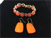 Orange Earrings & Bracelet