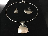 Silver Necklace w/ 3 Pendants