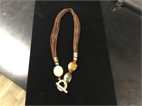 Multi Strand Cord Necklace w/ Stones