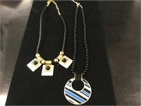 2 Black Necklaces w/ Colored Pendants