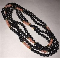 14k Gold, Coral  And Hematite Necklace