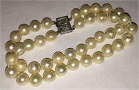 10k Gold And Pearl Two Strand Bracelet