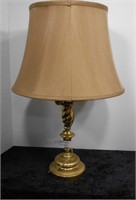 Movie Prop Brass Double Bulbed Table Lamp & Shade