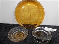Movie Prop 2 Ashtrays & Amber Glass Eagle Plate