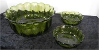 Movie Prop Lot of 3 Green Glass Bowls 9" & 5"
