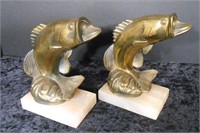 Pair of Brass Fish Bookends 6½" Tall