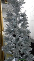 7ft Silver Pre-Lit Christmas Tree