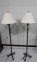 Pair of Metal Floor Lamps with Shades 56" Tall