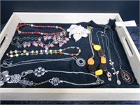 Costume Jewelry Tray Lot - Necklaces & Brooch
