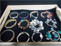 Costume Jewelry Tray Lot- Bracelets & Watches
