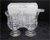 Set of 2 Block Crystal Hurricane Vases with Box
