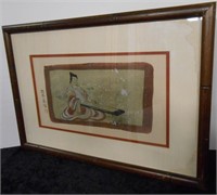 Oriental Art in Bamboo Frame 22½" x 16"