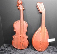Lot of 2 Metal Musical Instruments Wall Decor