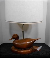 Movie Prop Table Lamp With Wood Carved Duck Base