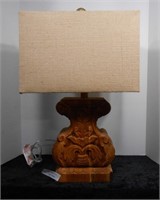 Movie Prop Table Lamp with Carved Wood Base