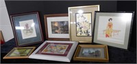 Lot of 7 Framed Pieces of Art