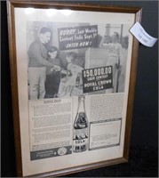 Framed Royal Crown Cola News Paper Advertisement