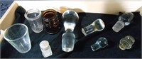 5 Glass Bottle/Decanter Stoppers & Measuring Cup