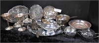 Lot of Silver Plated Trays, Bowls, Goblets,