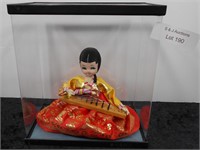 Oriental Female Musician Doll in Display Case