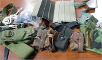 Lot of Assorted Military Bags, Pouches, Belts, Etc