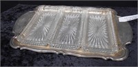 Silver Plated Tray w/ 3 Glass Insert Dishes