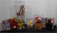 Lot of 6 TY Beanie Babies - 4 in Protective Cases