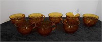 Lot of 8 Amber Glass Cups