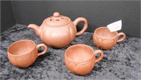 Japanese Clay Teapot & 3 Cups