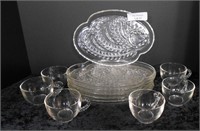 Set of 6 Glass Snack Plates with Cups