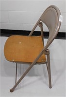 Folding Metal Chair with Wood Seat 30" Tall
