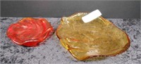 2 Pieces Blenko Glass Amber & Amberina  5" - 9"