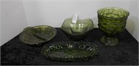 Lot of 4 Pieces Green Glassware