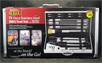 New Gourmet Bbq 19pc Stainless Steel Set W/ Case