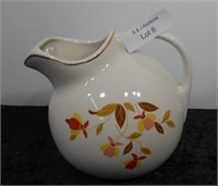 Hall's Pottery Pitcher with Leaf Design 7" Tall