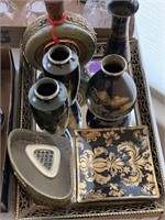 Asian Themed Vases, Tray