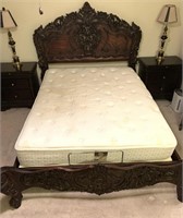 Hand Carved Queen Size Headboard, Footboard +