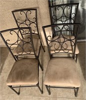 4pc Metal Frame, Micro Suede Cushioned Chairs