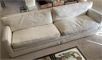 9 Foot White Paisley Fabric Couch