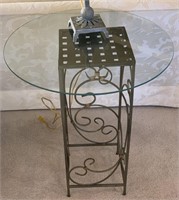 Metal Base Round Glass Table Top End/ Side Table