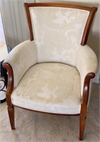 White Fabric Wooden Trimmed Chair