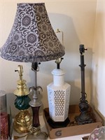 2pc Lamps-  Green/brass, Red Or White Ceramic/