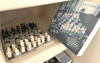 Carved Marble Chess Set, 3 In 1 Game Set-