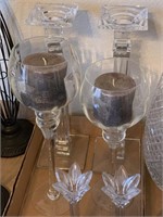 Large Glass Candlestick Holders