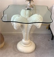 2pc Table W/ Curved Beveled Glass Top