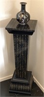 Black Lacquered Asian Themed Podium, Vase